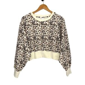 DYI Define Your Inspiration Cropped French Terry Animal Print Sweatshirt XS NWT